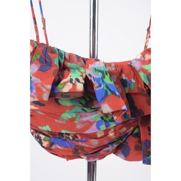 Zara Womens Red Floral Print Ruffled Corset Crop Top Size XS 9159/705 NWT - Picture 4 of 4